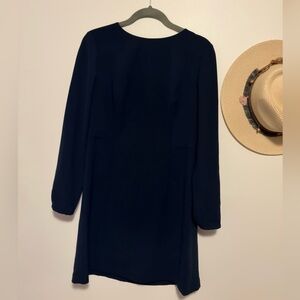 LOFT Elegant Midnight Blue Long Sleeve Dress